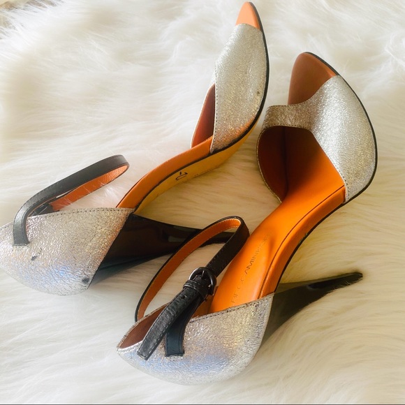 Rebecca Minkoff Cracked Leather Silver Heels - Picture 8 of 8